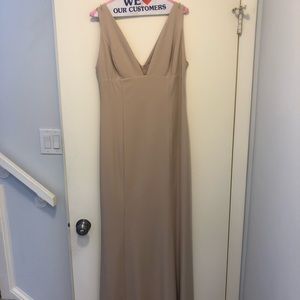 Amsale Reyna bridesmaid dress in Fawn